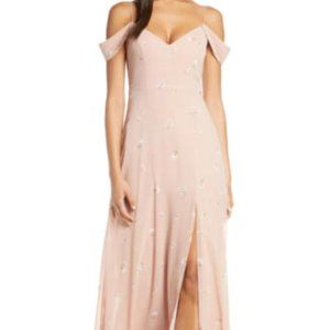 Jenny Yoo Priya Cold Shoulder Floral Chiffon Dress, Size 6